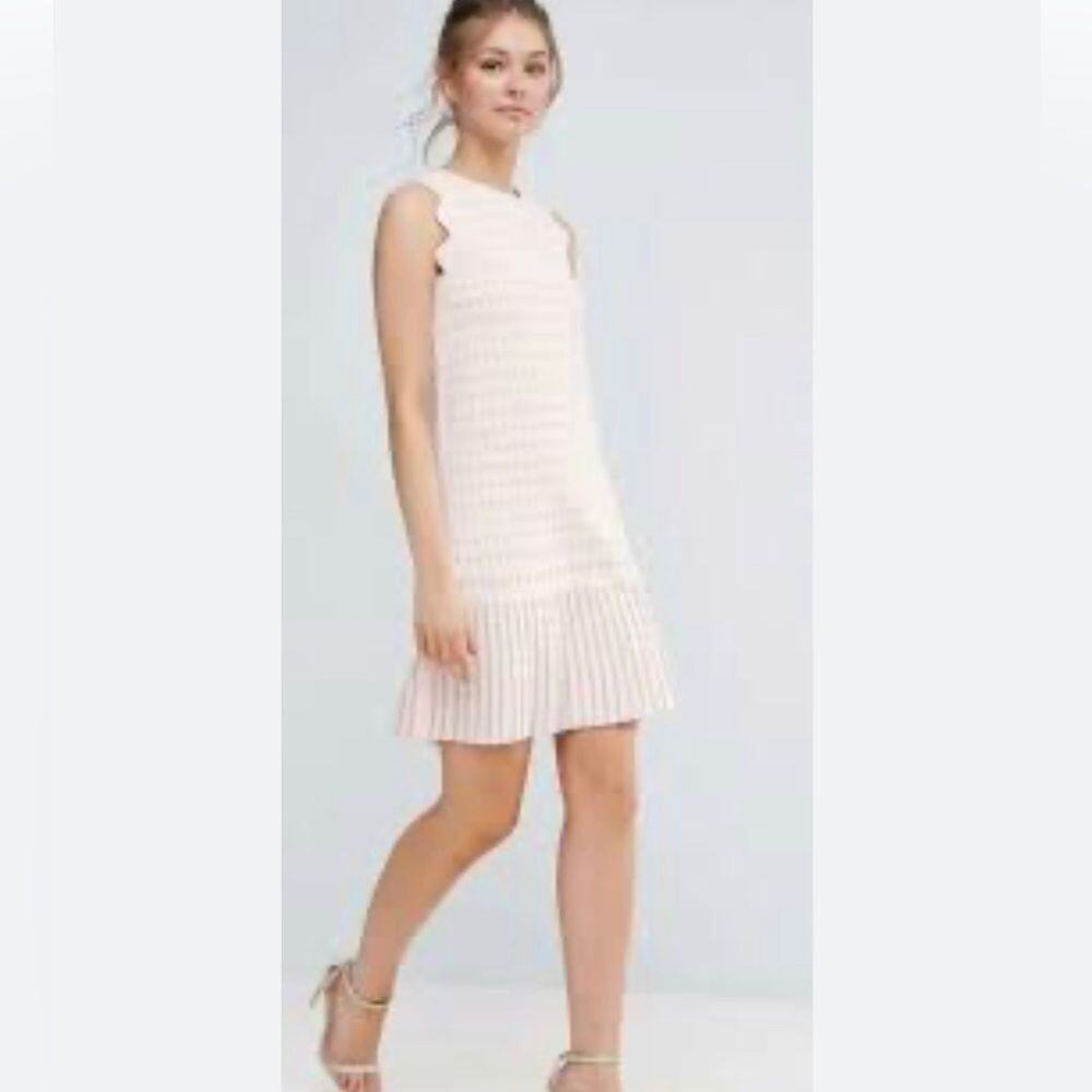 TED BAKER LONDON RELIOA METALLIC JACQUARD KNIT SHIFT DRESS SIZE 1 US 4